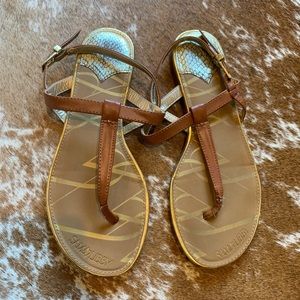Sandals with gold accents
